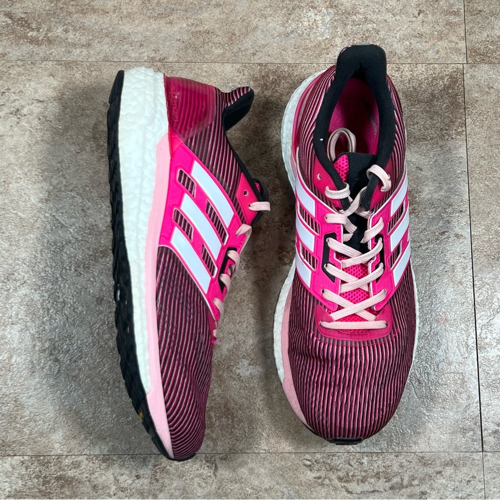 Adidas Movement Boost‎ Shoe BB3470 Pink Knit Lace Up Sneaker Womens Size 8.5